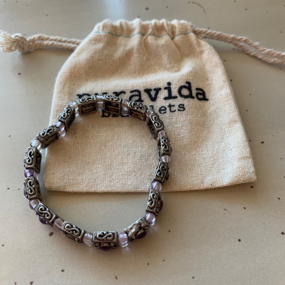 purple and black stretchy bracelet